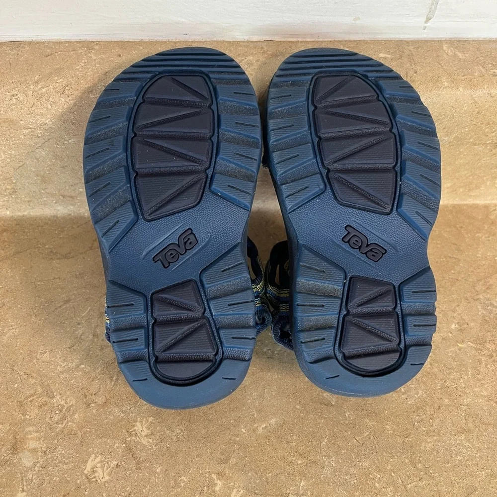 Teva Kids Navy Sandals with Blue and Yellow Striped Webbing